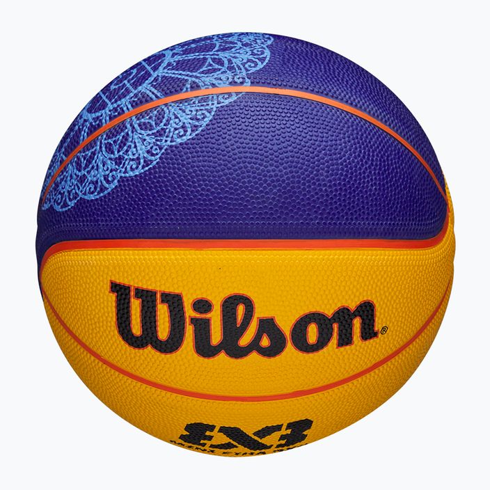 Piłka do koszykówki dziecięca Wilson Fiba 3X3 Mini Paris 2024 blue/yellow rozmiar 3 4