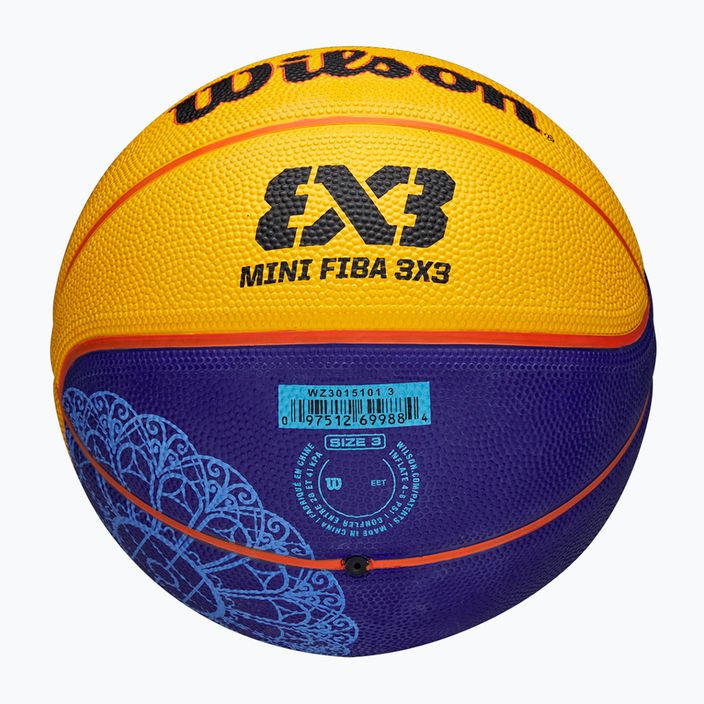 Piłka do koszykówki dziecięca Wilson Fiba 3X3 Mini Paris 2024 blue/yellow rozmiar 3 5