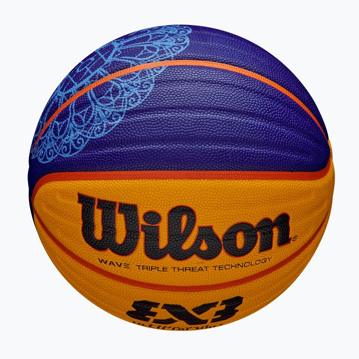 Piłka do koszykówki Wilson Fiba 3x3 Game Ball Paris Retail 2024 blue/yellow rozmiar 6 4