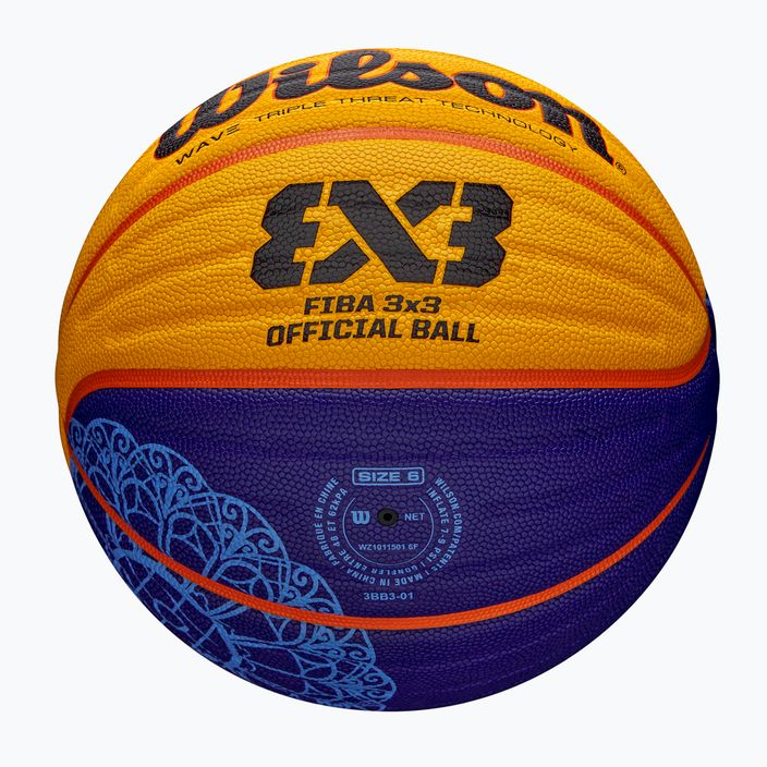 Piłka do koszykówki Wilson Fiba 3x3 Game Ball Paris Retail 2024 blue/yellow rozmiar 6 5