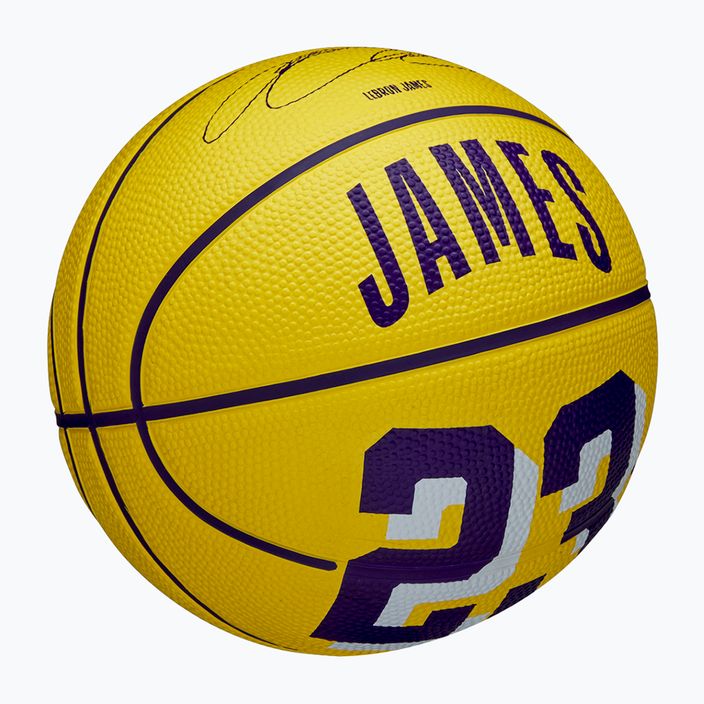 Piłka do koszykówki dziecięca Wilson NBA Player Icon Mini Lebron yellow rozmiar 3 2