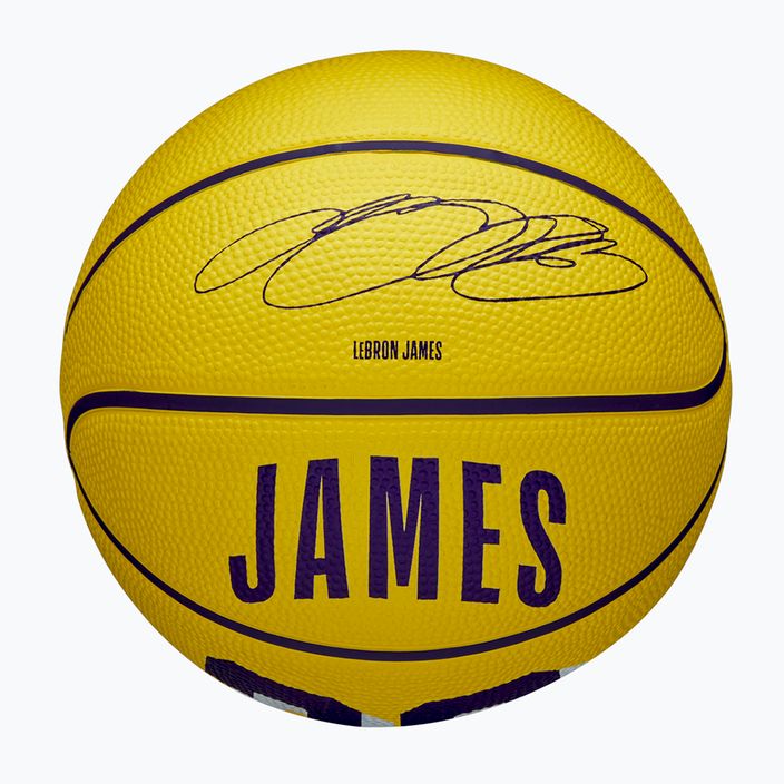 Piłka do koszykówki dziecięca Wilson NBA Player Icon Mini Lebron yellow rozmiar 3 4