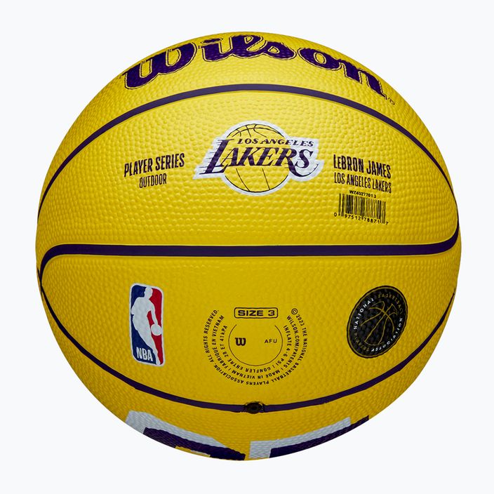 Piłka do koszykówki dziecięca Wilson NBA Player Icon Mini Lebron yellow rozmiar 3 6