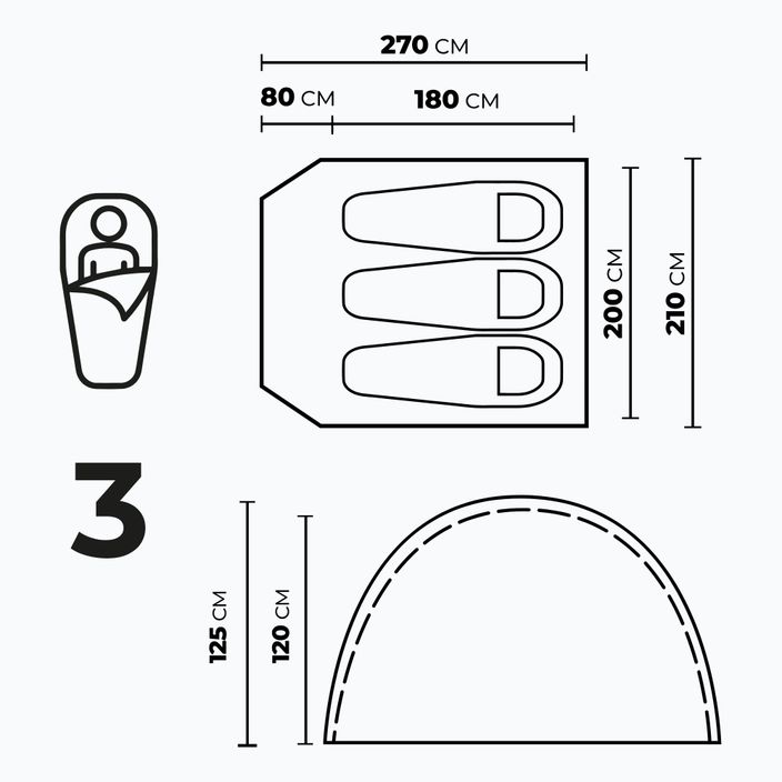 Namiot kampingowy 3-osobowy KADVA CAMPdome 3 zielony 4