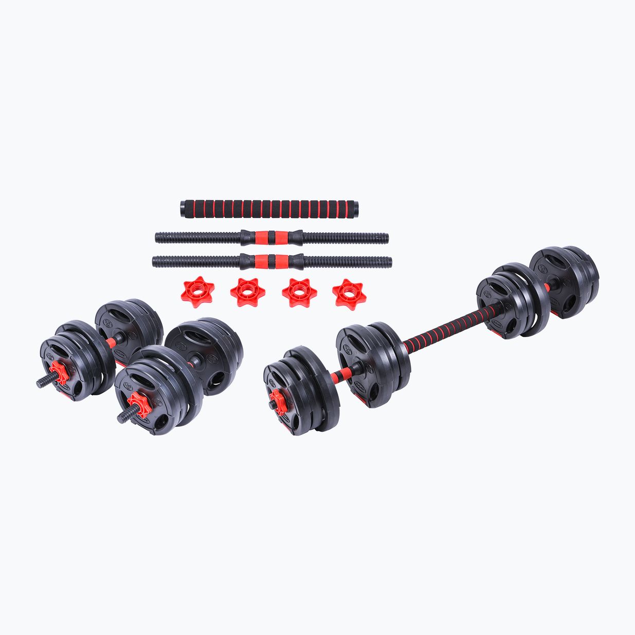 Hantle z funkcją sztangi Pure2Improve Hybrid Dumbell/Barbell 20 kg czarno-czerwone P2I202340