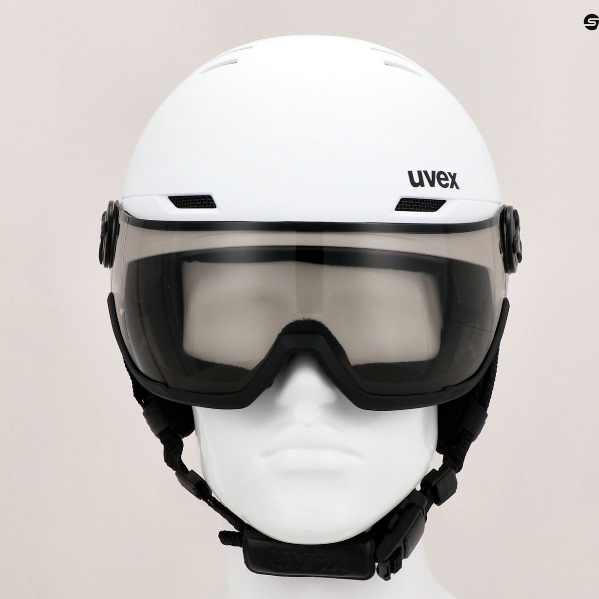 Kask narciarski UVEX Wanted Visor Pro V white matt/variomatc smoke 12