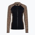 Longsleeve do pływania damski Hurley Leopard Zip Front brown sugar