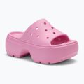 Klapki damskie Crocs Stomp Slide pink tweed