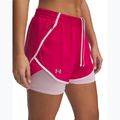 Spodenki do biegania damskie Under Armour Fly By 2in1 shaded fuchsia/prime pink/reflective 4