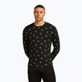 Longsleeve termoaktywny męski icebreaker Merino 200 Oasis Crewe Snow Day black/peridot/aop