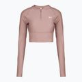 Longsleeve treningowy damski Under Armour HeatGear Rib 1/4 Zip tourmaline pink/tourmaline pink/white