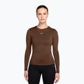 Longsleeve treningowy damski Nike One Fitted cacao wow/white