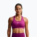 Biustonosz treningowy damski Nike Swoosh Medium Support true berry/white