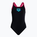 Strój pływacki jednoczęściowy dziecięcy arena Biglogo Swim Pro Back One Piece black/freak rose