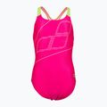 Strój pływacki jednoczęściowy dziecięcy arena Swim Pro Back Logo freak rose/soft green 4