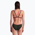 Strój pływacki jednoczęściowy damski arena One Double Cross Back One Piece dark sage/black/fluo red 6