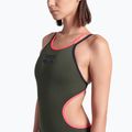 Strój pływacki jednoczęściowy damski arena One Double Cross Back One Piece dark sage/black/fluo red 7