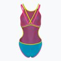 Strój pływacki jednoczęściowy damski arena One Double Cross Back One Piece turquoise/fluo pink/soft green 2