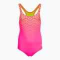 Strój pływacki jednoczęściowy dziecięcy arena Kikko V Swim Pro Back shocking pink/soft green