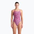 Strój pływacki jednoczęściowy damski arena Pink Dahlia Lace Back shocking pink/multi
