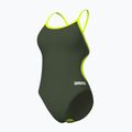 Strój pływacki jednoczęściowy damski arena Lace Back Solid dark sage/artic lime 4