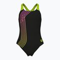 Strój pływacki jednoczęściowy dziecięcy arena Sound Track Swim Pro Back black/artic lime