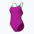 Strój pływacki jednoczęściowy damski Arena Lace Back Solid very fuchsia/team green 3