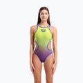 Strój pływacki jednoczęściowy damski arena One Shaded Print Tech One Back artic lime violetta multi/neon blue 5