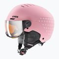 Kask narciarski dziecięcy UVEX Rocket Visor Jr pink confetti matt/mirror silver/lasergold lite