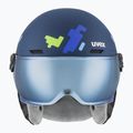 Kask narciarski dziecięcy UVEX Rocket Visor Jr blue puzzle matt/mirror blue/smoke 2