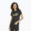 Koszulka damska PUMA ESS+ Metallic Logo Tee puma black/gold foll
