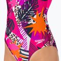 Strój pływacki jednoczęściowy damski Speedo Allover U-Back leaf true navy/fluo pink/salso 8