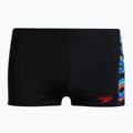Bokserki pływackie dziecięce Speedo Digital Panel Aquashort scatter black/lava red