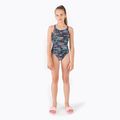 Strój pływacki jednoczęściowy dziecięcy Speedo Allover Medalist wave black/lapis/neon fire 2