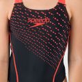 Strój pływacki jednoczęściowy dziecięcy Speedo Medley Logo Medalist black/siren red 7