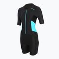 Kombinezon triathlonowy damski ZONE3 Activate SS Full Zip Trisuit black/turquoise