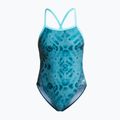 Strój pływacki jednoczęściowy damski ZONE3 Strap Back teal tie dye