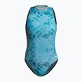 Strój pływacki jednoczęściowy damski ZONE3 High Neck Costume teal tie dye