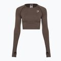 Top treningowy longsleeve damski Gymshark Vital Seamless Crop Top penny brown marl 5