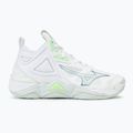 Buty do siatkówki damskie Mizuno Wave Momentum 3 Mid white/glacial /pantinagreen 2