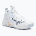 Buty do siatkówki damskie Mizuno Wave Momentum 3 Mid white/ navy peony/ peach parfait