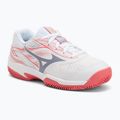 Buty do tenisa dziecięce Mizuno Break Shot 5 Jr CC white/blue granite/calypso coral