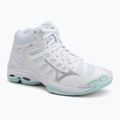 Buty do siatkówki damskie Mizuno Wave Voltage 2 Mid white/blue tint