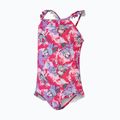 Strój pływacki jednoczęściowy dziecięcy Speedo Learn To Swim Printed Frill Thinstrap cherry pink/sweet taro/hellium