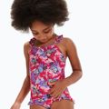 Strój pływacki jednoczęściowy dziecięcy Speedo Learn To Swim Printed Frill Thinstrap cherry pink/sweet taro/hellium 5