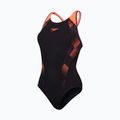 Strój pływacki jednoczęściowy Speedo Placement Laneback black/siren red/plum dandy