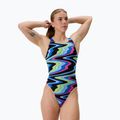 Strój pływacki jednoczęściowy damski Speedo FL Printed Leaderback ripple melody/lagoon blue