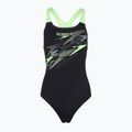 Strój pływacki jednoczęściowy damski Speedo Medley Logo Medalist anthracite/clover