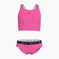 Strój pływacki dwuczęściowy dziecięcy Nike Logo Tape Crossback Midkini hyper pink