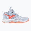 Buty do siatkówki damskie Mizuno Wave Momentum Pro Mid blue finch/lava orange/flamingo coral